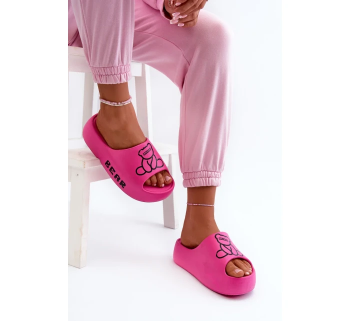 Dámske penové papuče na pevnej podrážke s medvedíkom Fuchsia Lamira Dámske penové papuče na pevnej podrážke s medvedíkom Fuchsia Lamira
