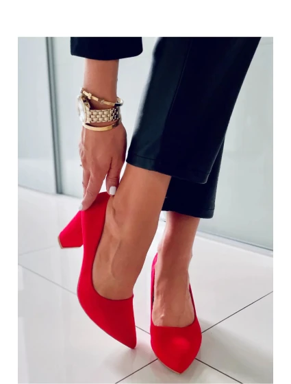 Dámske lodičky na stĺpikovom podpätku NF-76P červená - Seastar