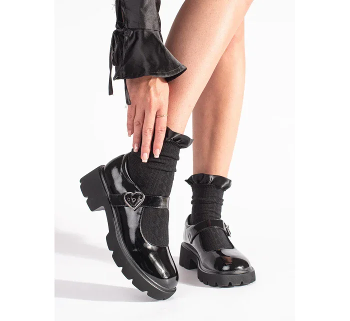 Praktické čierne dámske mokasíny na platforme Praktické čierne dámske mokasíny na platforme