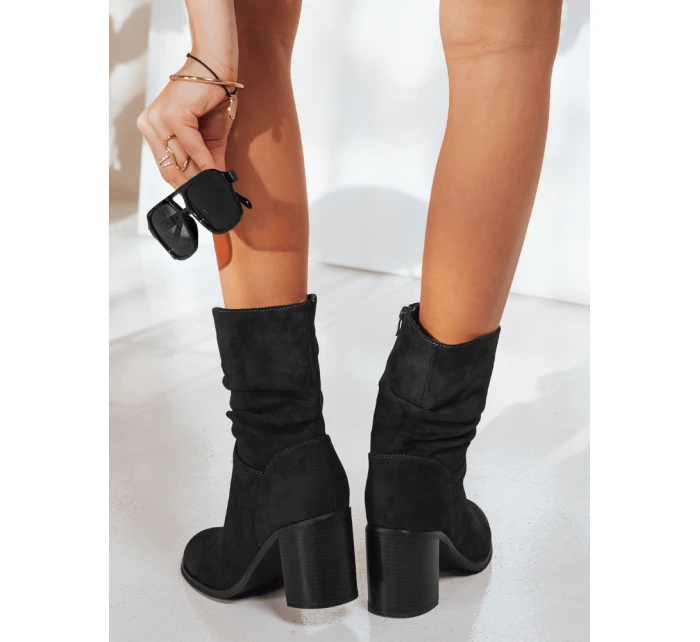 Dámské semišové kozačky na podpatku černé Dstreet model 21993905 - FashionStreet