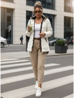 Dámska prešívaná prechodná bunda s odnímateľnou kapucňou ecru TY5624