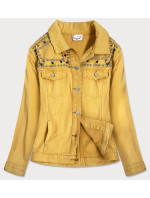 Žlutá dámská džínová bunda s ozdobnými kamínky a třásněmi model 16148789 - ZAC&ZOE