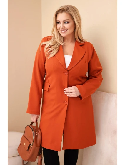 Dámský plášť Plus Size dlouhý s límcem a kapsami model 21959196 - K-Fashion