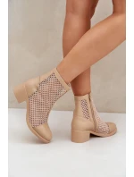 Dámské Síťované Boty Na Podpatku Béžové model 21683774 - Boto Dámské Síťované Boty Na Podpatku Béžové model 21683774 - Boto