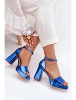 Dámske lakované sandále na podpätku - modré Marila Dámske lakované sandále na podpätku - modré Marila