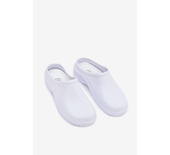 Pánske penové papuče typu drevák - biele