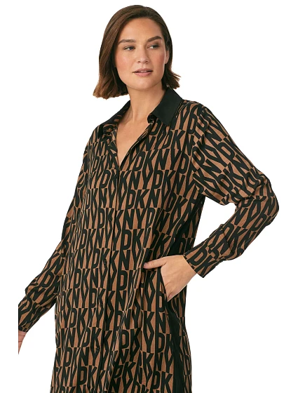Dámská noční košile model 19908008 hnědá s potiskem - DKNY