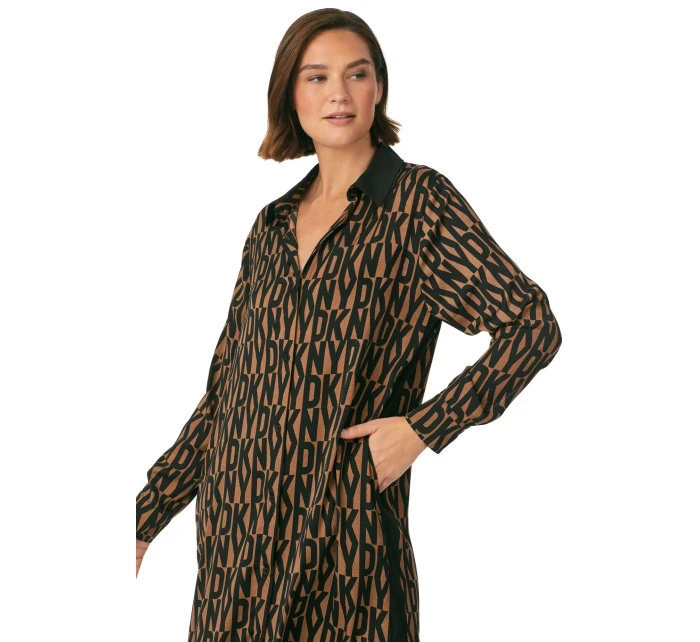 Dámska nočná košeľa YI30017 Brown Printed - DKNY