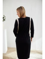 Denné šaty M401 čierno-béžové - La Aurora Denné šaty M401 čierno-béžové - La Aurora