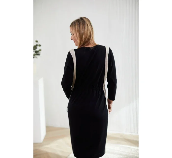 Denné šaty M401 čierno-béžové - La Aurora Denné šaty M401 čierno-béžové - La Aurora