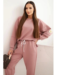Dámsky maslový set s voľnou mikinou a nohavicami LOVE khaki