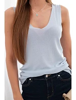 Dámska viskózna blúzka bez rukávov s výstrihom do V modrá Dámska viskózna blúzka bez rukávov s výstrihom do V modrá