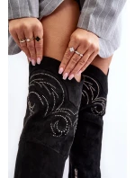 Damskie Kozaki Za Kolano Na Szpilce Czarne Vessy