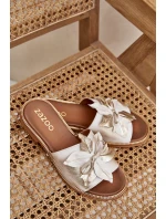 Klapki Z Ozdobą Skóra Naturalna Zazoo 3667 Złoty Przecierany Klapki Z Ozdobą Skóra Naturalna Zazoo 3667 Złoty Przecierany