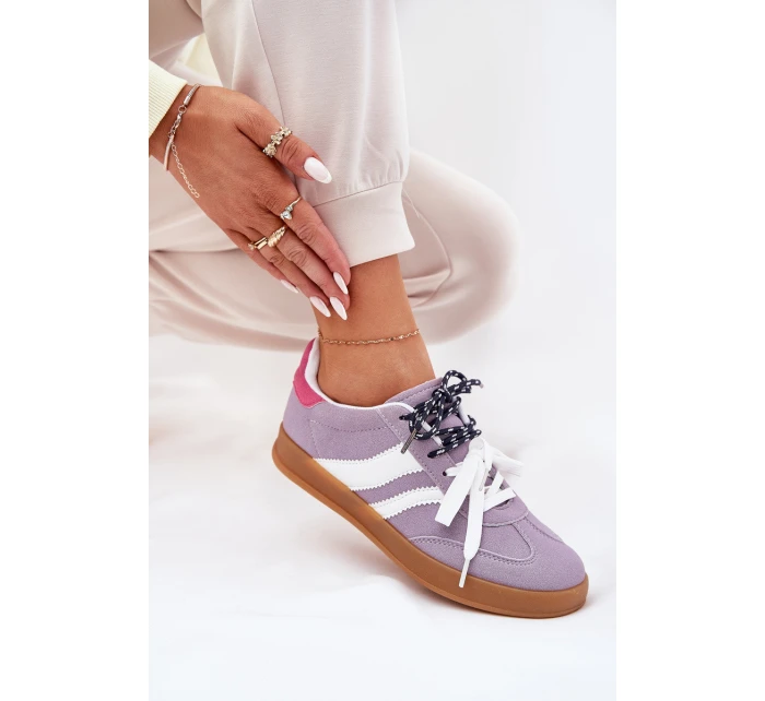 Nízké Dámské Tenisky S Šněrováním Fialové model 21689775 - Boto Nízké Dámské Tenisky S Šněrováním Fialové model 21689775 - Boto