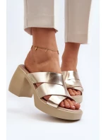 Zazoo Kožené papuče na bloku, zlaté Zazoo Kožené papuče na bloku, zlaté