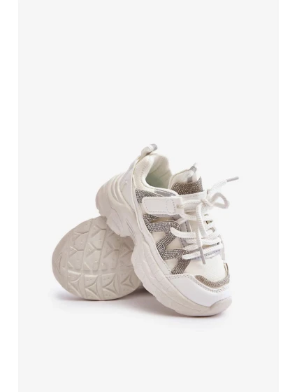 Detské tenisky s kryštálmi White Rianalla