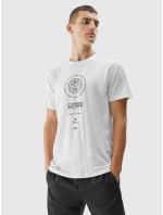 Pánske bavlnené tričko 4FAW23TTSHM0890-10S biele - 4F