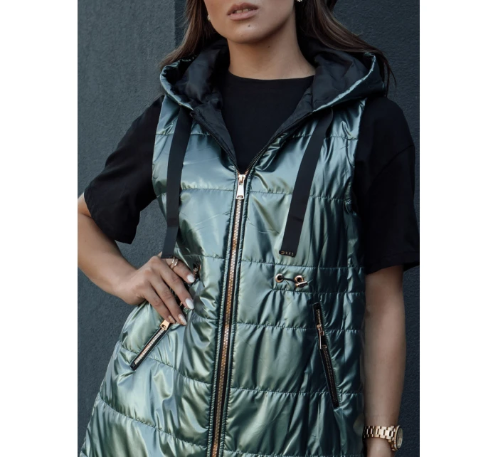 Dámska prešívaná vesta PIXIECODE tmavozelená FashionStreet TY4445