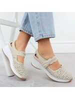 Skórzane na beżowe model 22033926 - Rieker Skórzane na beżowe model 22033926 - Rieker