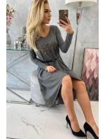 Šaty s ozdobným páskem a nápisem graphite Šaty s ozdobným páskem a nápisem graphite