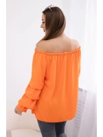 Španielska blúzka s ozdobnými oranžovými rukávmi Španielska blúzka s ozdobnými oranžovými rukávmi
