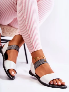 Klasyczne Skórzane Sandały Z Ćwiekami Srebrne Shelly