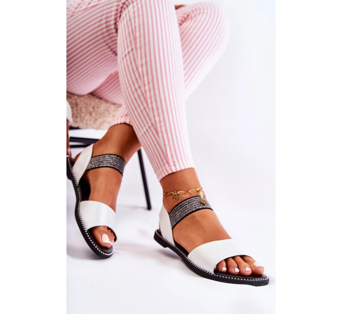 Klasyczne Skórzane Sandały Z Ćwiekami Srebrne Shelly Klasyczne Skórzane Sandały Z Ćwiekami Srebrne Shelly