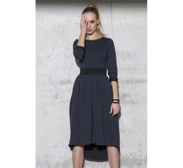 Dámske voľnočasové šaty s voľnou sukňou grafitové - Šedá / 3XL - Makadamové