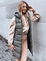 Dámska dlhá prešívaná vesta FAR AWAY tmavo šedá FashionStreet TY3832