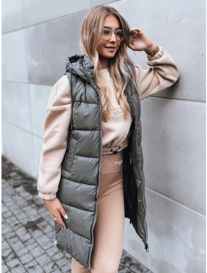 Dámská dlouhá prošívaná vesta  tmavě šedá Dstreet model 21970755 - FashionStreet
