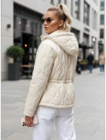 Dámská prošívaná bunda s kapucí ecru Dstreet model 21995836 - FashionStreet