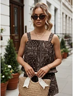 Dvojdielny dámsky letný komplet s viskózou, hnedý, FashionStreet AY1203