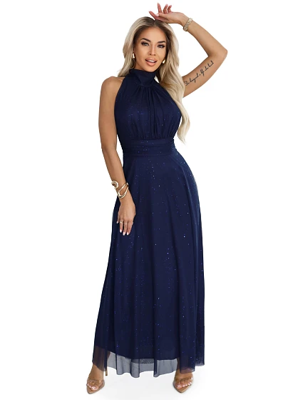 dlouhé šaty s a střihem námořnická modř model 21418735 - numoco basic dlouhé šaty s a střihem námořnická modř model 21418735 - numoco basic