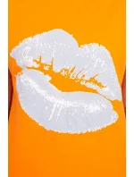 Blúzka s potlačou pier oranžová