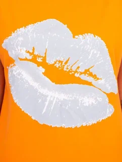 Blúzka s potlačou pier oranžová