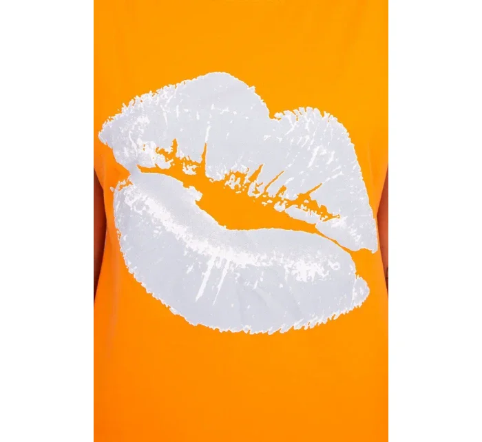 Blúzka s potlačou pier oranžová