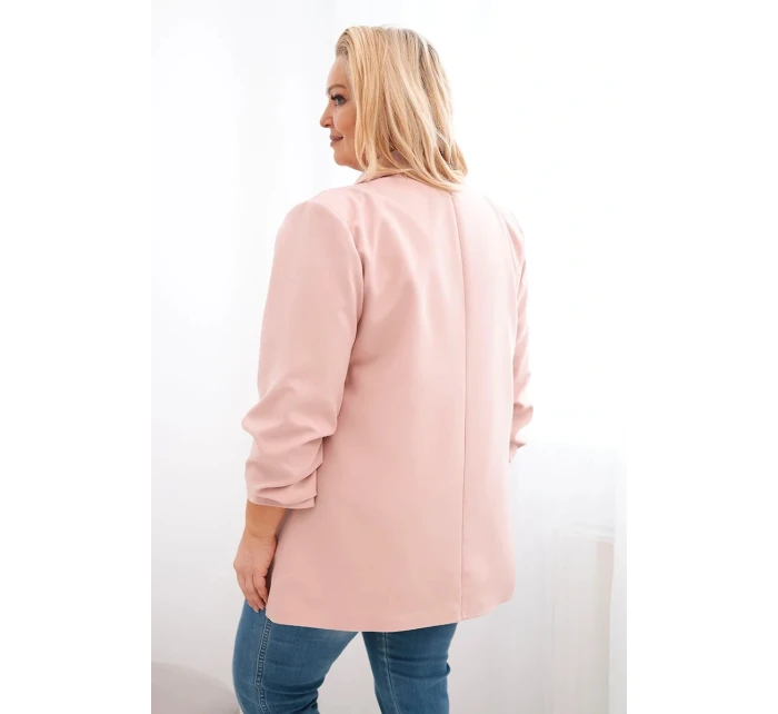 Dámske sako nadrozmernej veľkosti Elegantná tmavá púdrová ružová