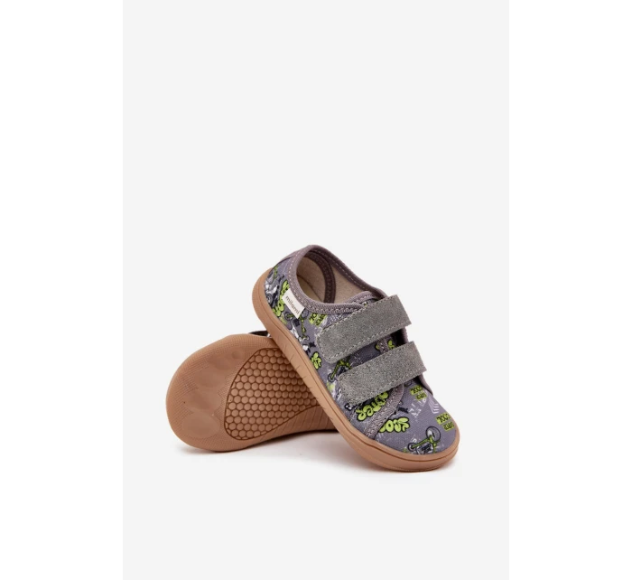 Kapcie Barefoot Chłopięce Z Grafiką Milami Szare Saphira