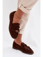 Ženské mokasíny s třásněmi a korálky Čokoládové model 21937642 - Boto Ženské mokasíny s třásněmi a korálky Čokoládové model 21937642 - Boto