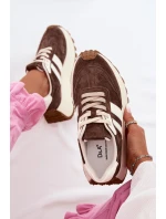 Semišové tenisky na masivní platformě model 22031726 Čokoládové - D&A