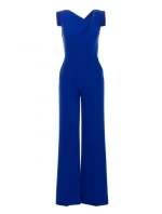model 21154701 Elegantní overal s asymetrickým výstřihem královská modř - STYLOVE
