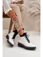 Dámske zateplené členkové topánky z eko kože White Dámske zateplené členkové topánky z eko kože White