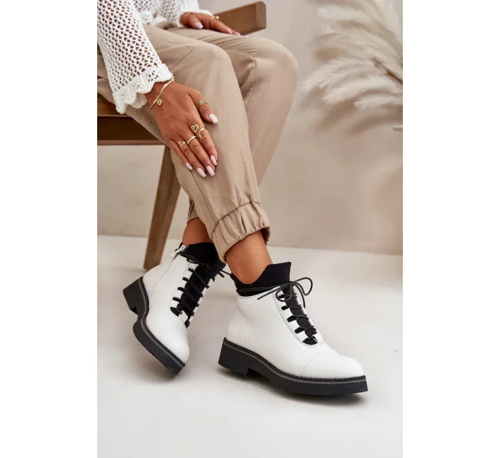 Dámske zateplené členkové topánky z eko kože White Dámske zateplené členkové topánky z eko kože White