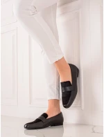 Originálne poltopánky dámske čierne na plochom podpätku Originálne poltopánky dámske čierne na plochom podpätku