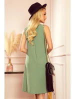VICTORIA dámské trapézové šaty v olivové barvě model 15133117 - numoco VICTORIA dámské trapézové šaty v olivové barvě model 15133117 - numoco