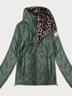 Dwustronna pikowana kurtka ze stójką Goodlookin khaki-panterka (B8579-11)