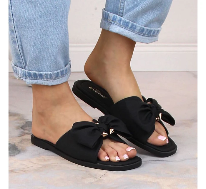 Dámské ploché žabky s mašlí černé eVento model 22096558