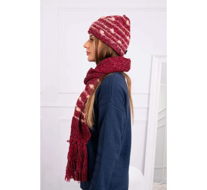 Dámská souprava se šátkem vínová model 18751051 - K-Fashion Dámská souprava se šátkem vínová model 18751051 - K-Fashion