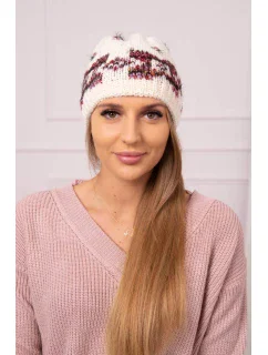 Dámska čiapka Otylia K387 ecru+bordeaux